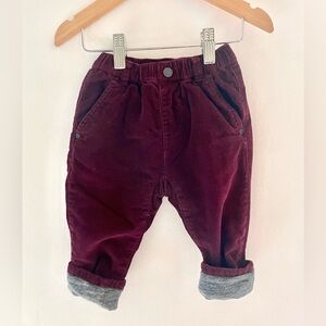 Zara Lined Corduroy Pants! Pull-On, Front & Back Pockets, Deep Plum